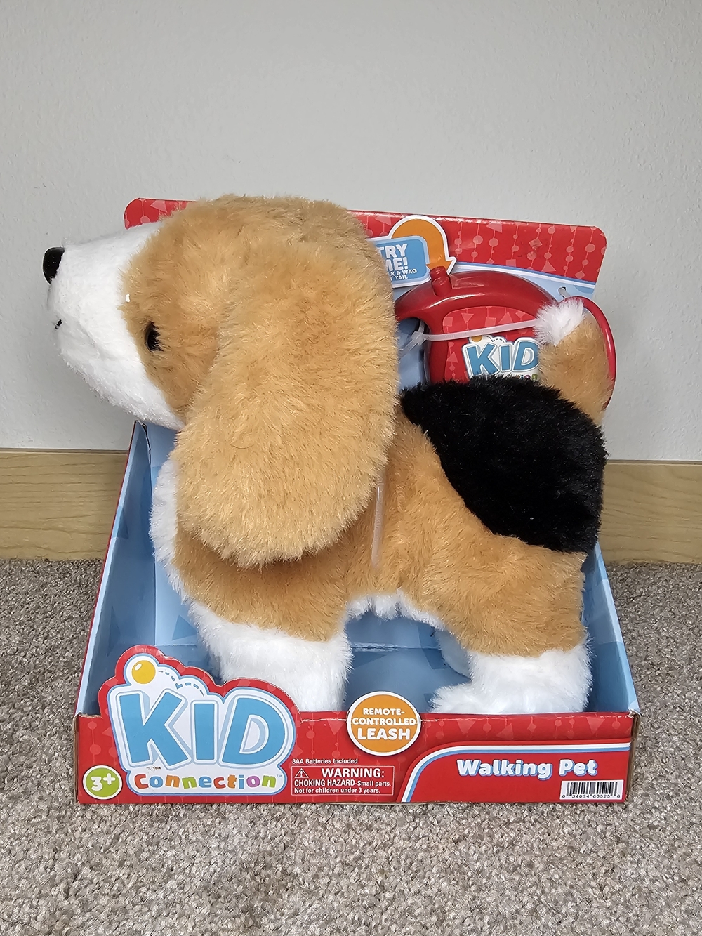 Kid Connection Plush Walking Dog - Brown, Black, White